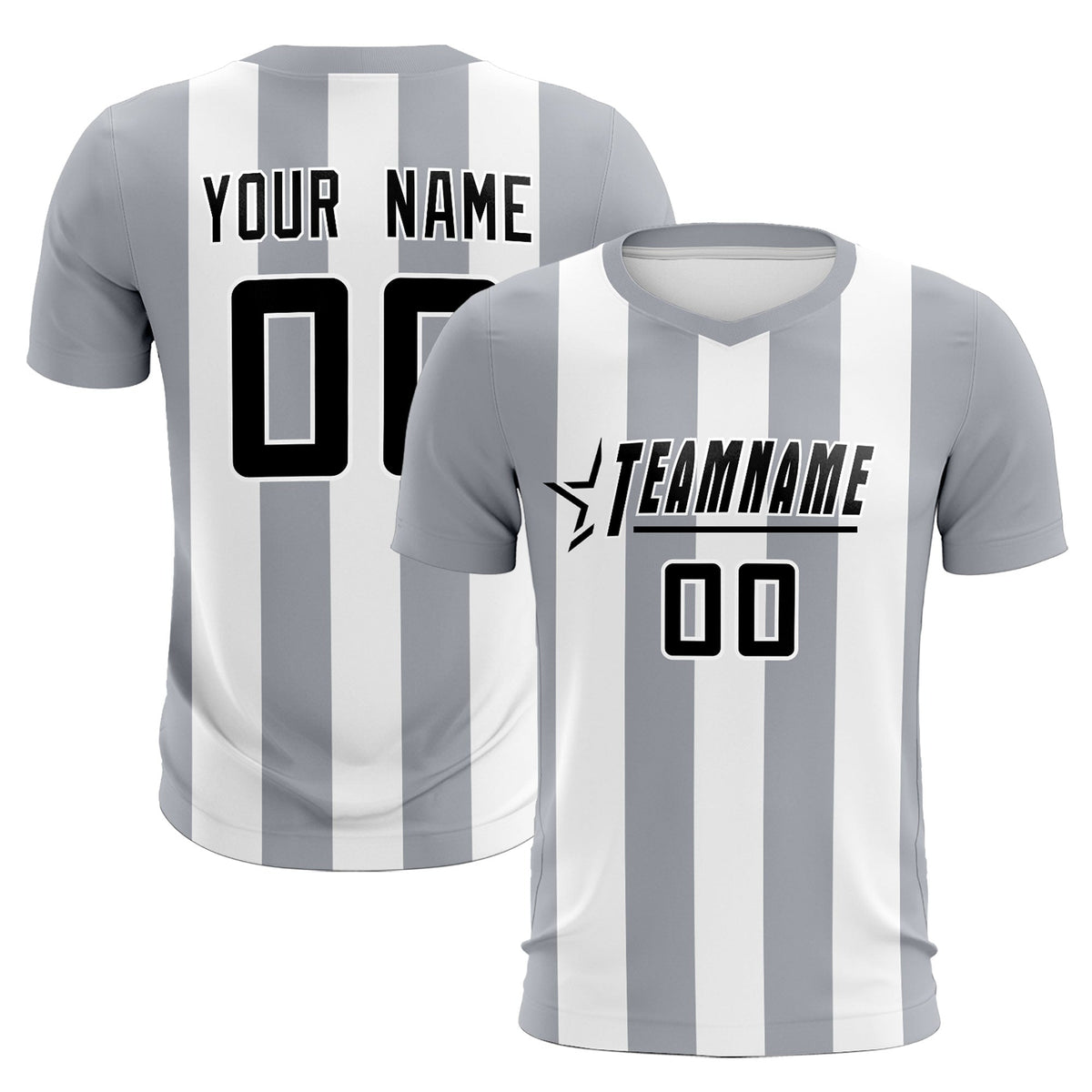 Custom White Gray Vertical Stripes Casual Outdoor Football Kits Jersey
