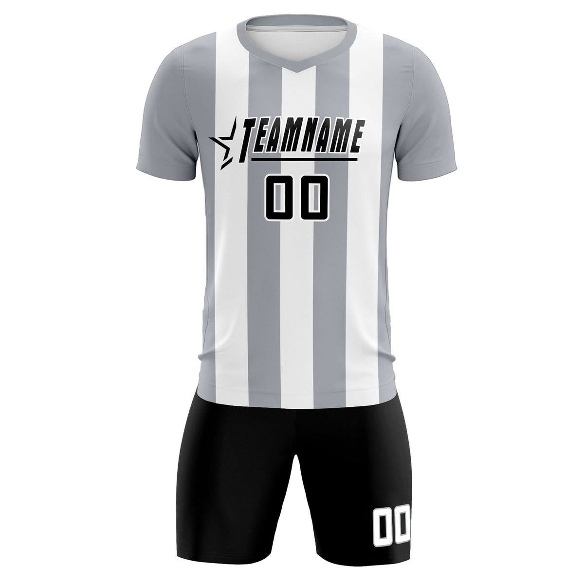 Custom White Gray Vertical Stripes Casual Outdoor Football Kits Jersey