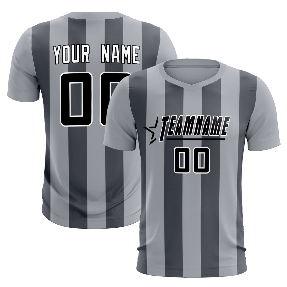 Custom Gray Dark Gray Vertical Stripes Casual Outdoor Football Kits Jersey