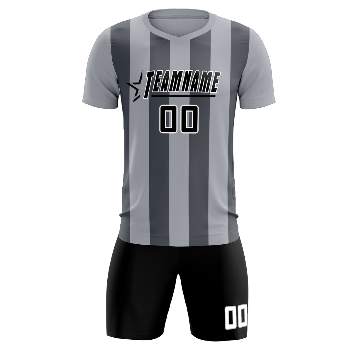 Custom Gray Dark Gray Vertical Stripes Casual Outdoor Football Kits Jersey