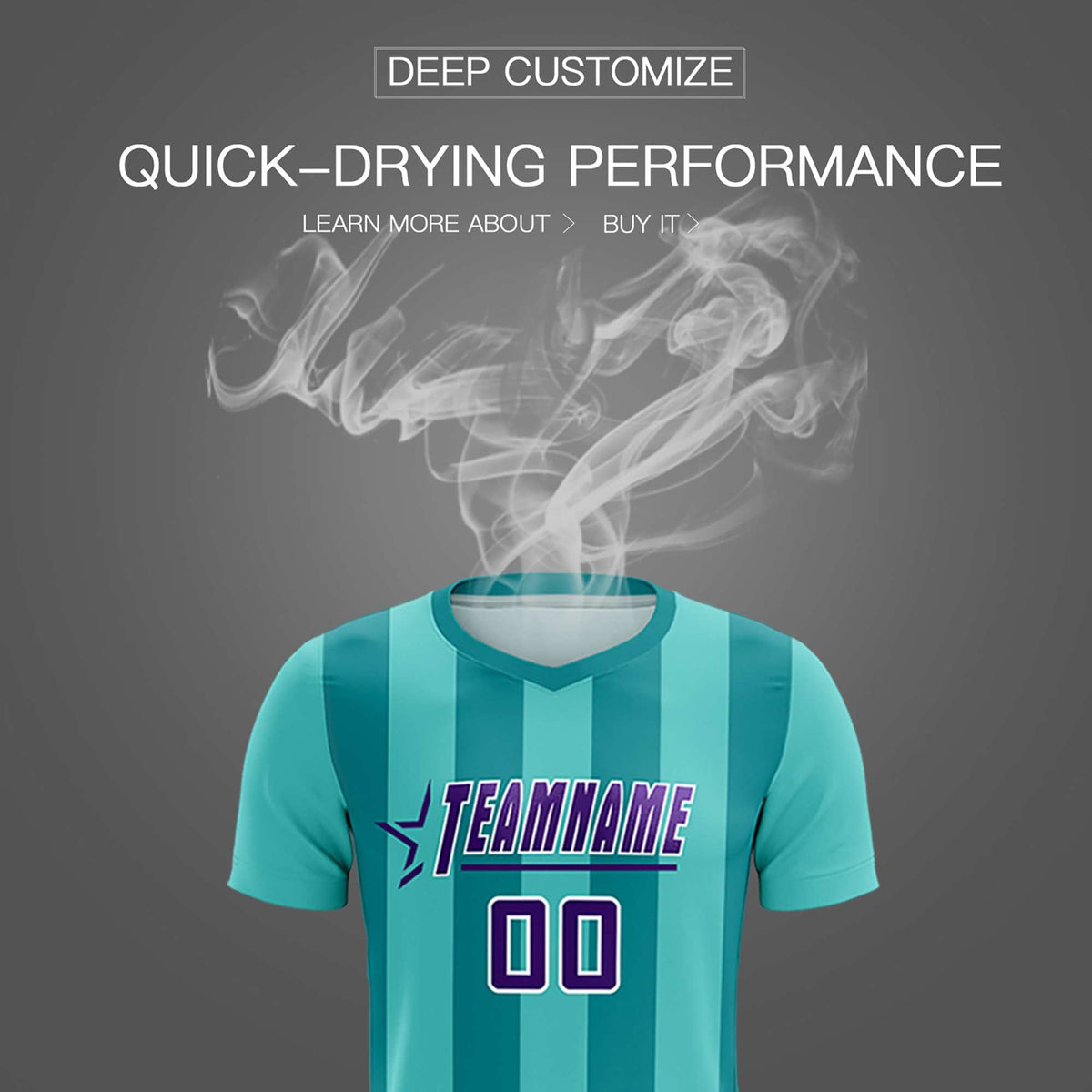 Custom Bright Green Aqua Vertical Stripes Casual Outdoor Soccer Sets Jersey