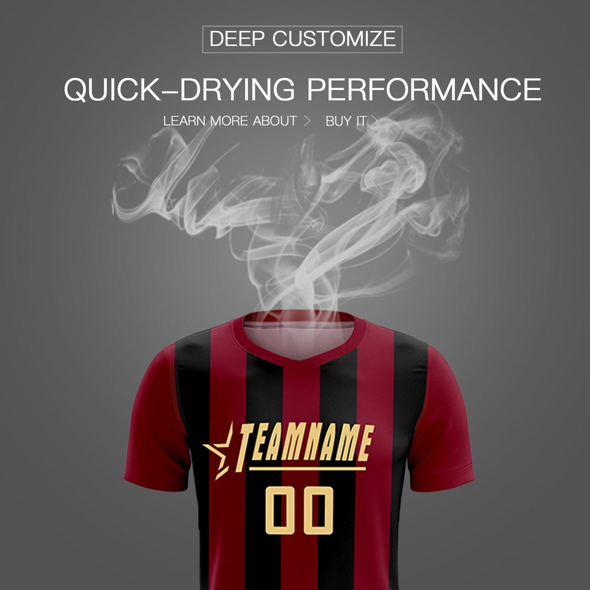 Custom Crimson Black Vertical Stripes Casual Outdoor Football Kits Jersey