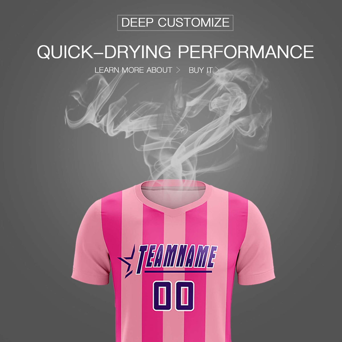 Custom Light Pink Pink Vertical Stripes Casual Outdoor Football Kits Jersey