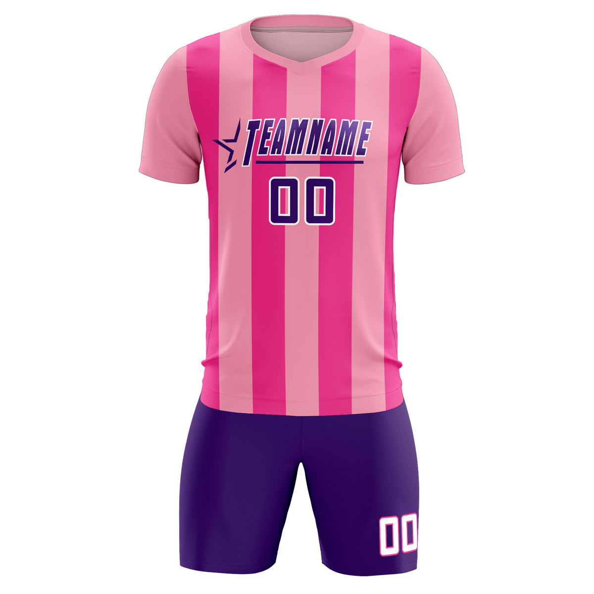 Custom Light Pink Pink Vertical Stripes Casual Outdoor Football Kits Jersey