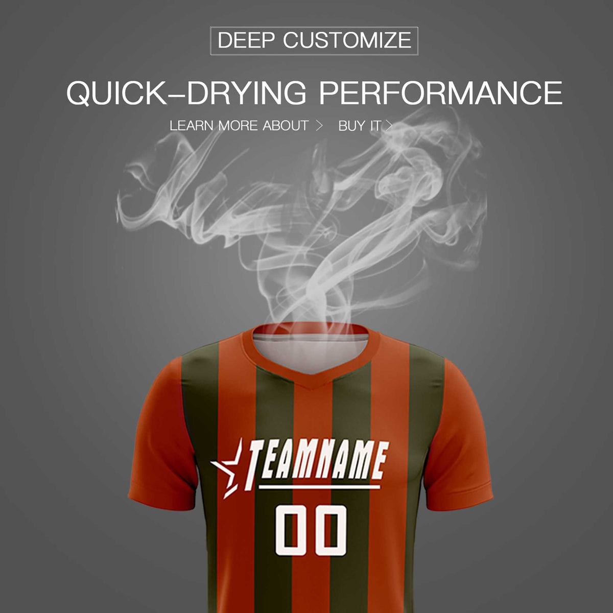 Custom Texas Orange Olive Vertical Stripes Casual Outdoor Soccer Sets Jersey