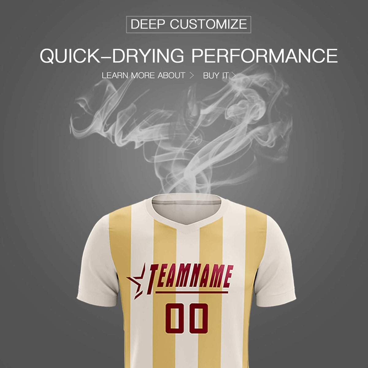 Custom Cream Khaki Vertical Stripes Casual Outdoor Soccer Sets Jersey