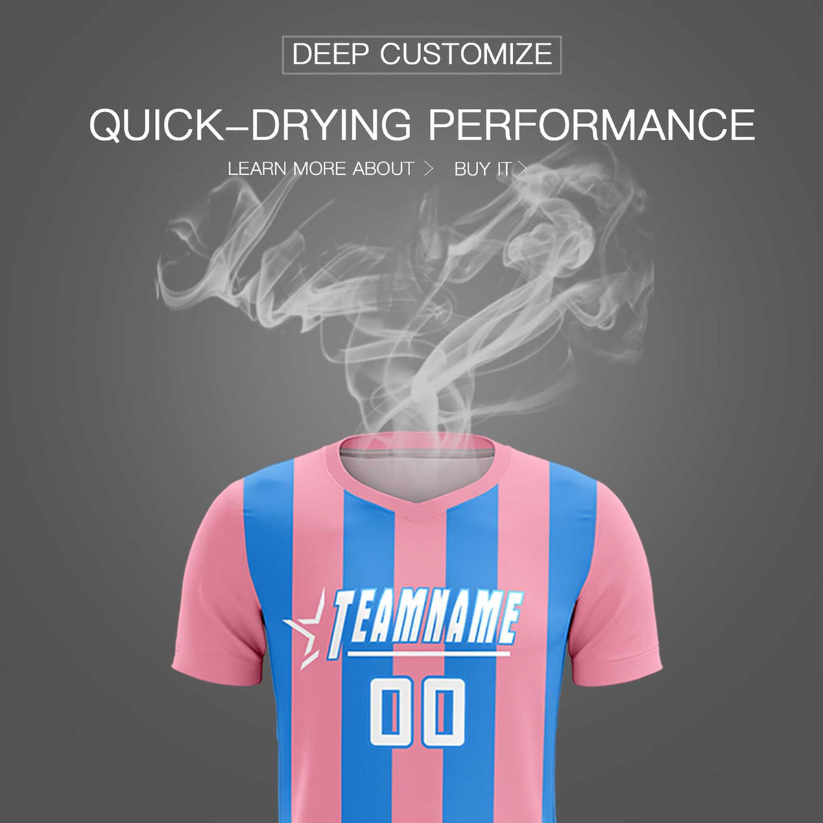 Custom Light Pink Powder Blue Vertical Stripes Casual Outdoor Soccer Sets Jersey