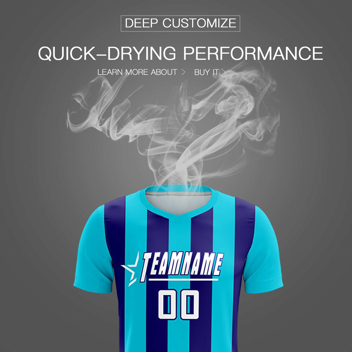 Custom Sky Blue Royal Vertical Stripes Casual Outdoor Soccer Sets Jersey