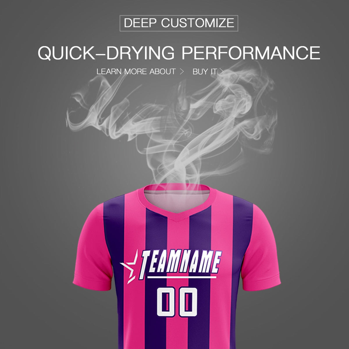 Custom Pink Purple Vertical Stripes Casual Outdoor Soccer Sets Jersey