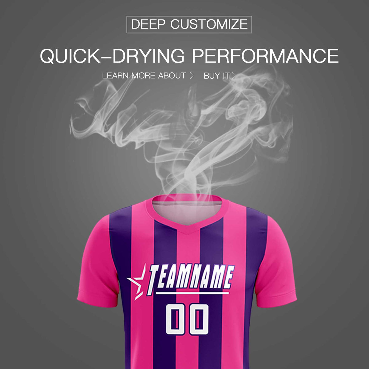 Custom Pink Purple Vertical Stripes Casual Outdoor Football Kits Jersey
