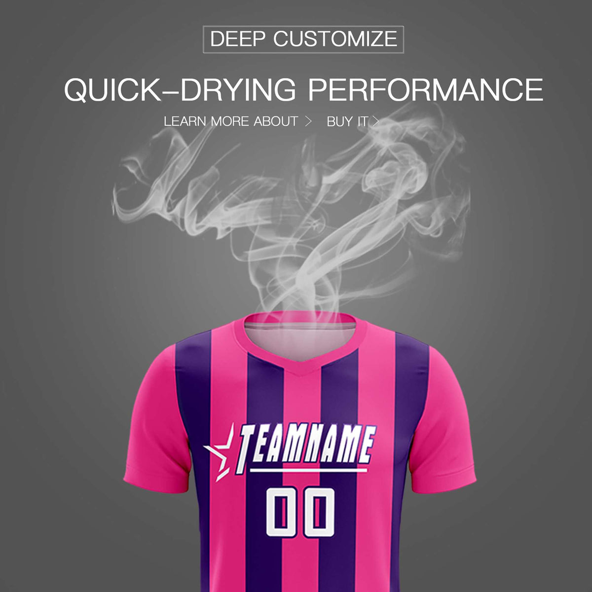 Custom Pink Purple Vertical Stripes Casual Outdoor Soccer Sets Jersey