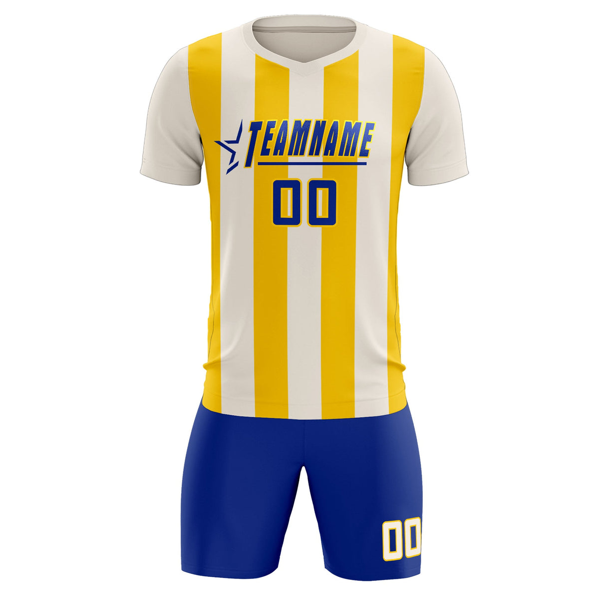 Custom Cream Gold Vertical Stripes Casual Outdoor Football Kits Jersey