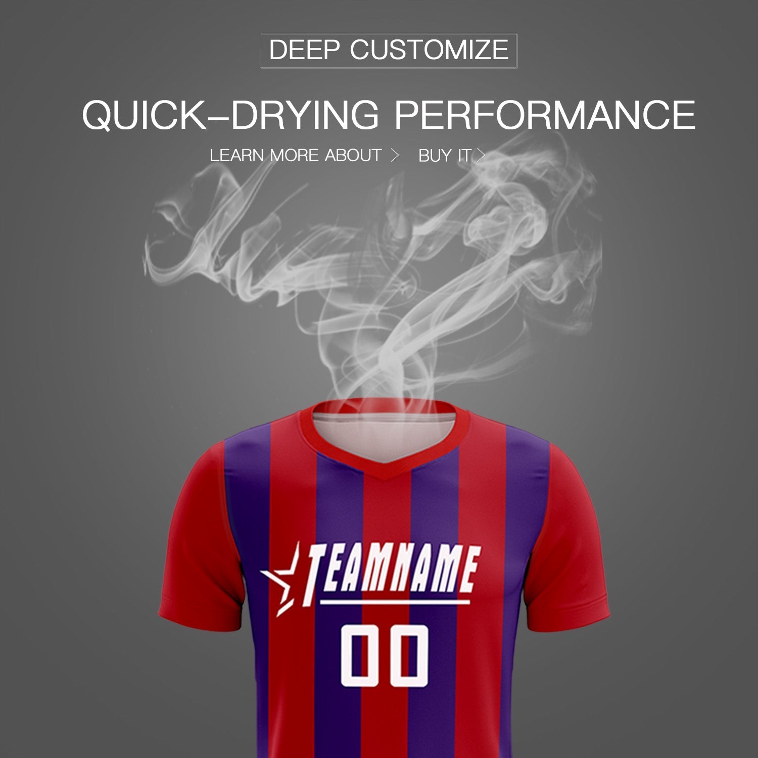 Custom Red Purple Vertical Stripes Casual Outdoor Soccer Sets Jersey