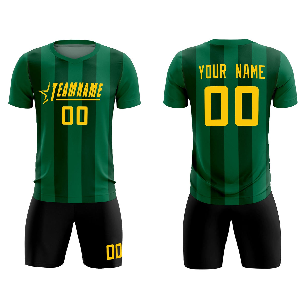 Custom Kelly Green Green Vertical Stripes Casual Outdoor Soccer Sets Jersey