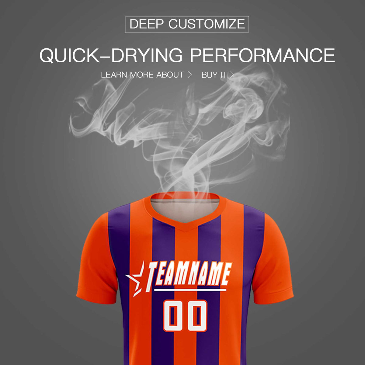 Custom Orange Purple Vertical Stripes Casual Outdoor Football Kits Jersey
