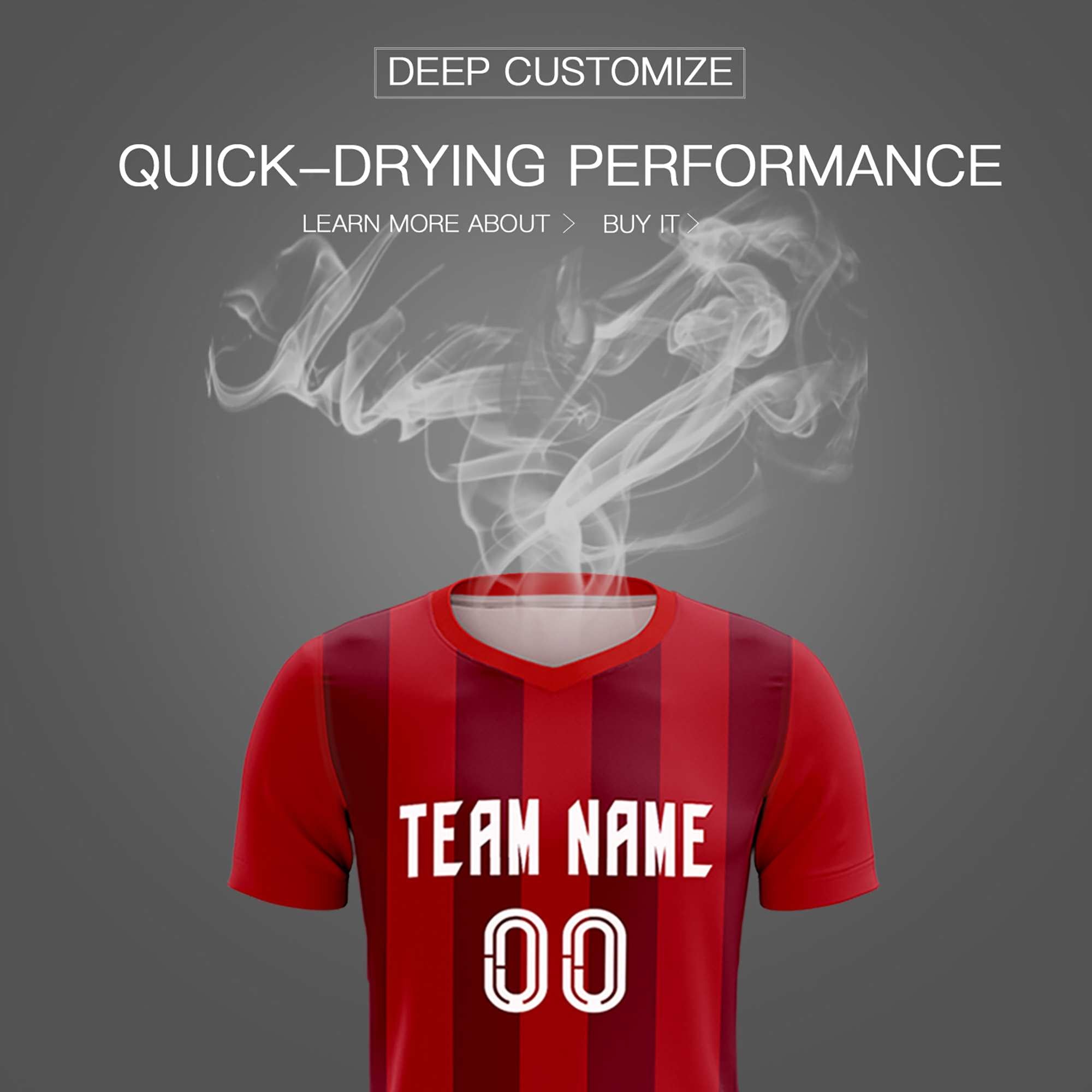 Custom Red Crimson Vertical Stripes Casual Outdoor Soccer Sets Jersey
