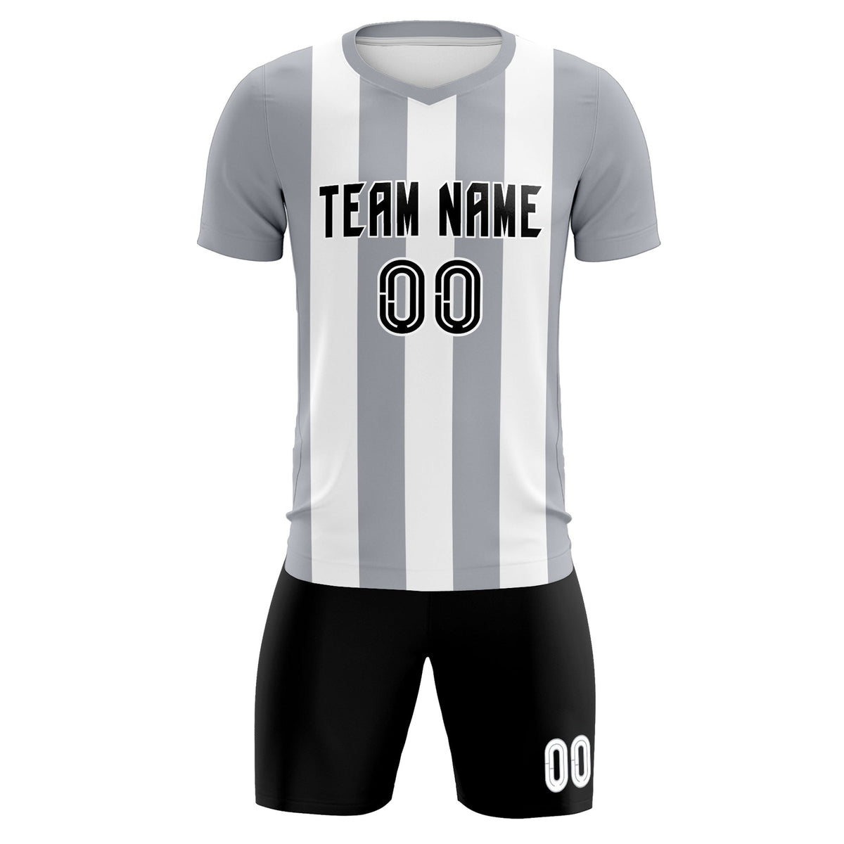 Custom White Gray Vertical Stripes Casual Outdoor Football Kits Jersey