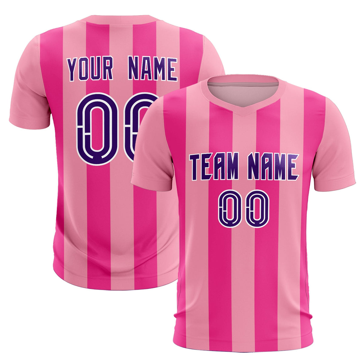 Custom Light Pink Pink Vertical Stripes Casual Outdoor Football Kits Jersey