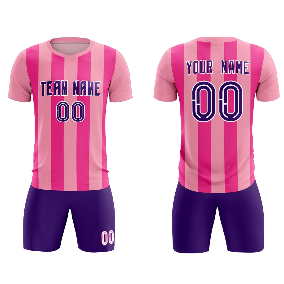 Custom Light Pink Pink Vertical Stripes Casual Outdoor Football Kits Jersey