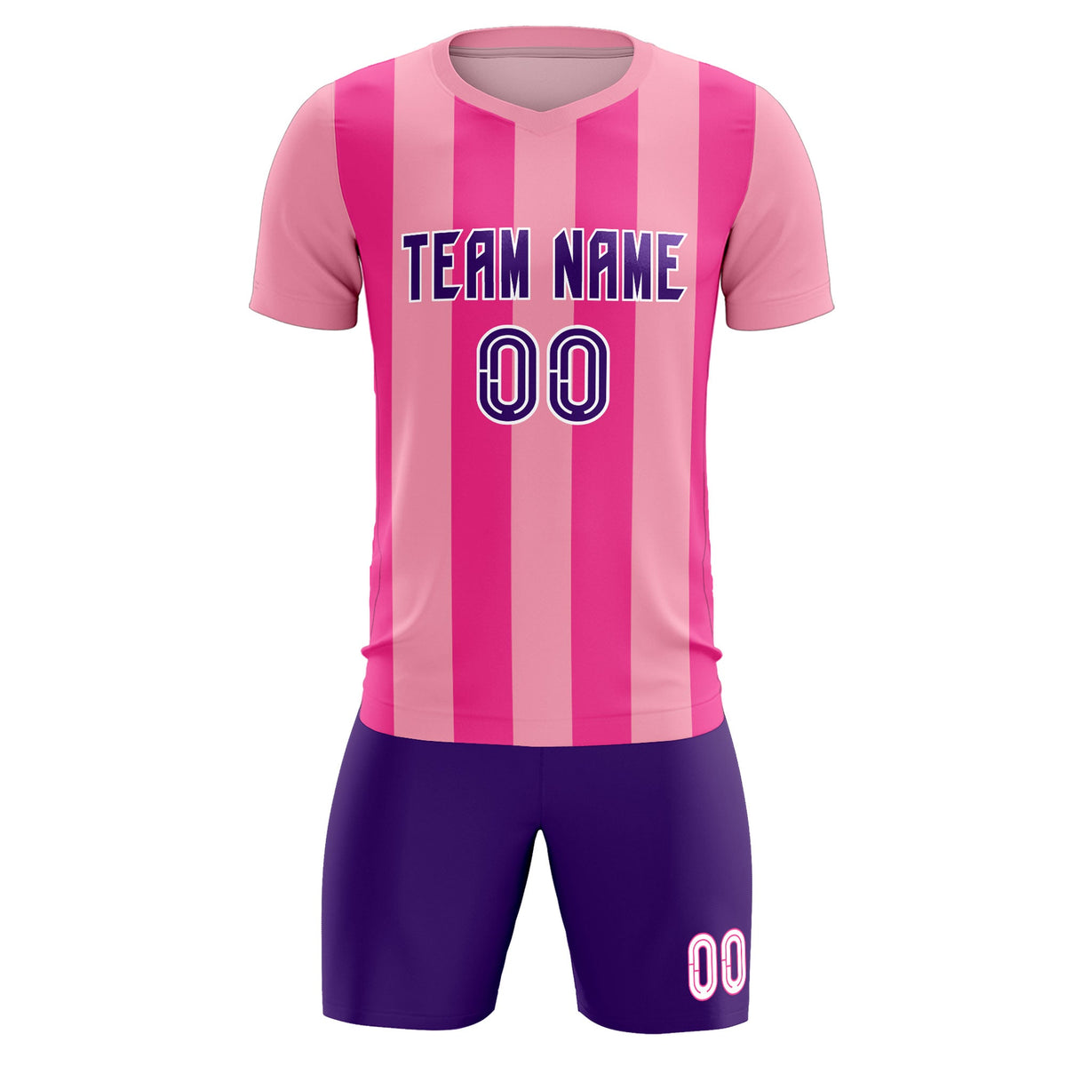 Custom Light Pink Pink Vertical Stripes Casual Outdoor Soccer Sets Jersey