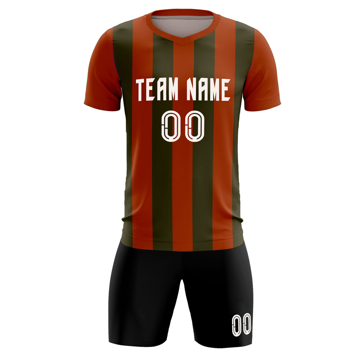 Custom Texas Orange Olive Vertical Stripes Casual Outdoor Soccer Sets Jersey