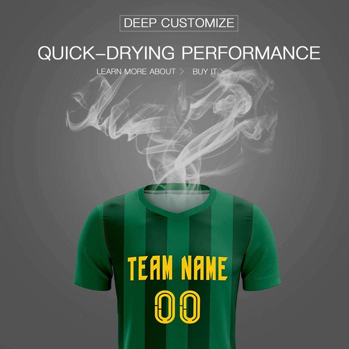 Custom Kelly Green Green Vertical Stripes Casual Outdoor Football Kits Jersey