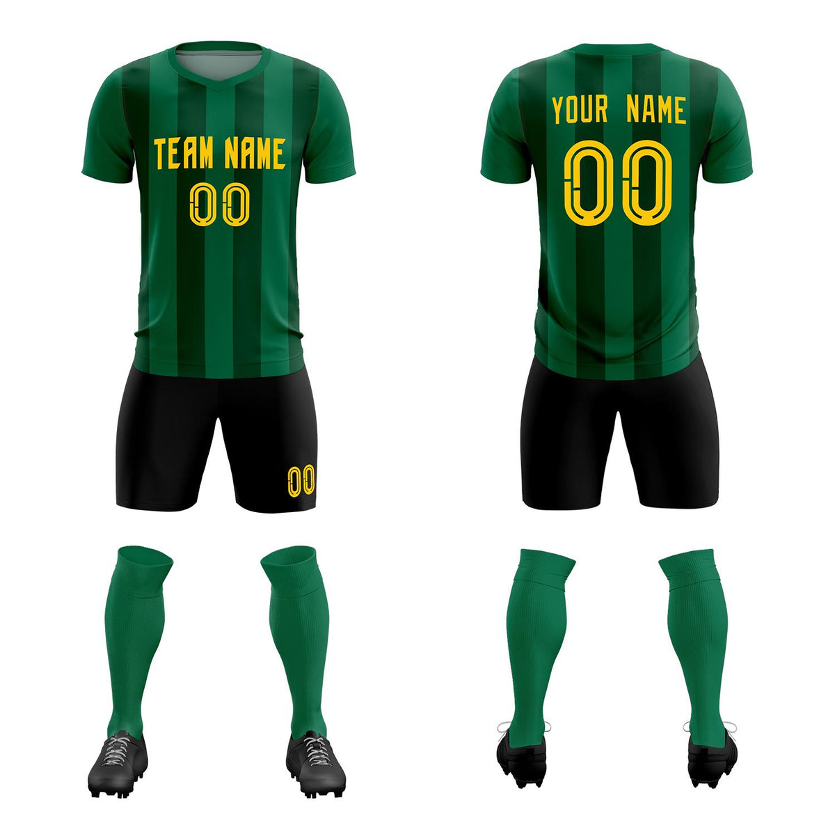 Custom Kelly Green Green Vertical Stripes Casual Outdoor Football Kits Jersey