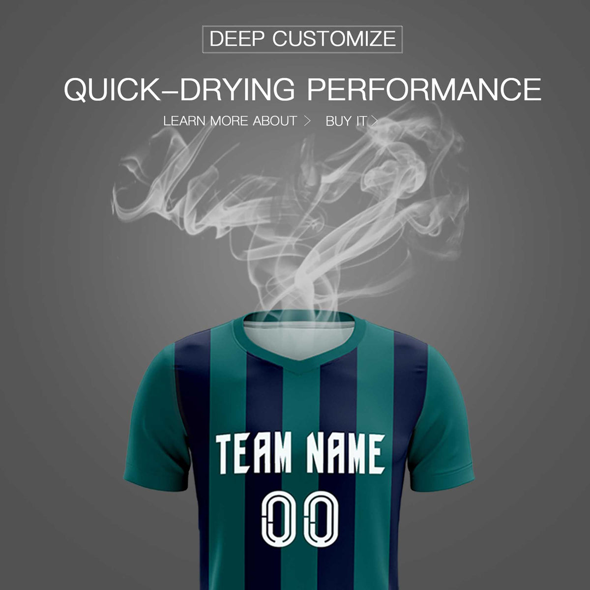 Custom Aqua Navy Vertical Stripes Casual Outdoor Football Kits Jersey