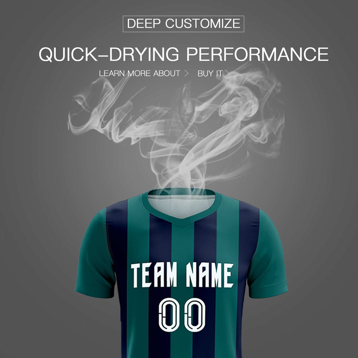 Custom Aqua Navy Vertical Stripes Casual Outdoor Football Kits Jersey