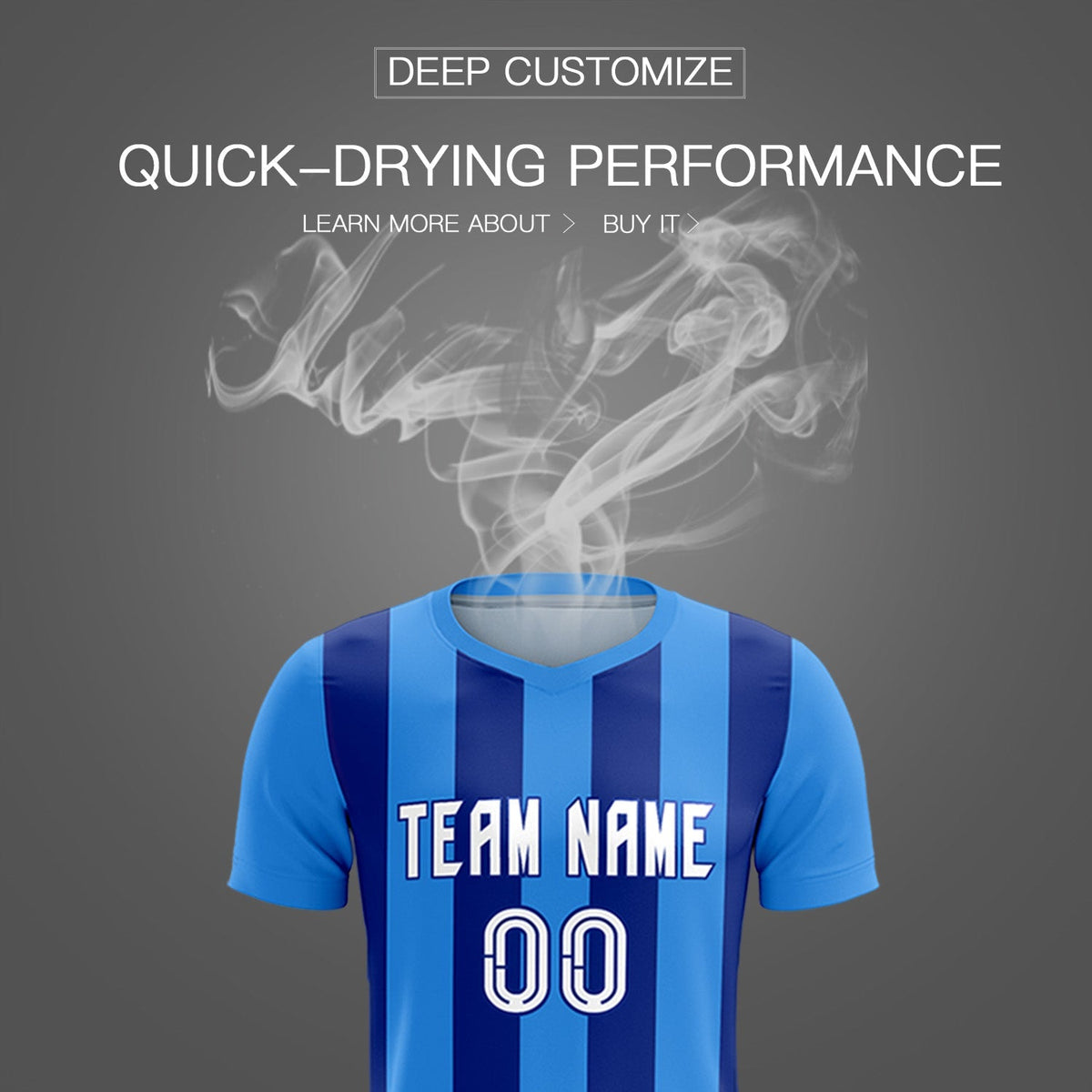 Custom Powder Blue Royal Vertical Stripes Casual Outdoor Soccer Sets Jersey