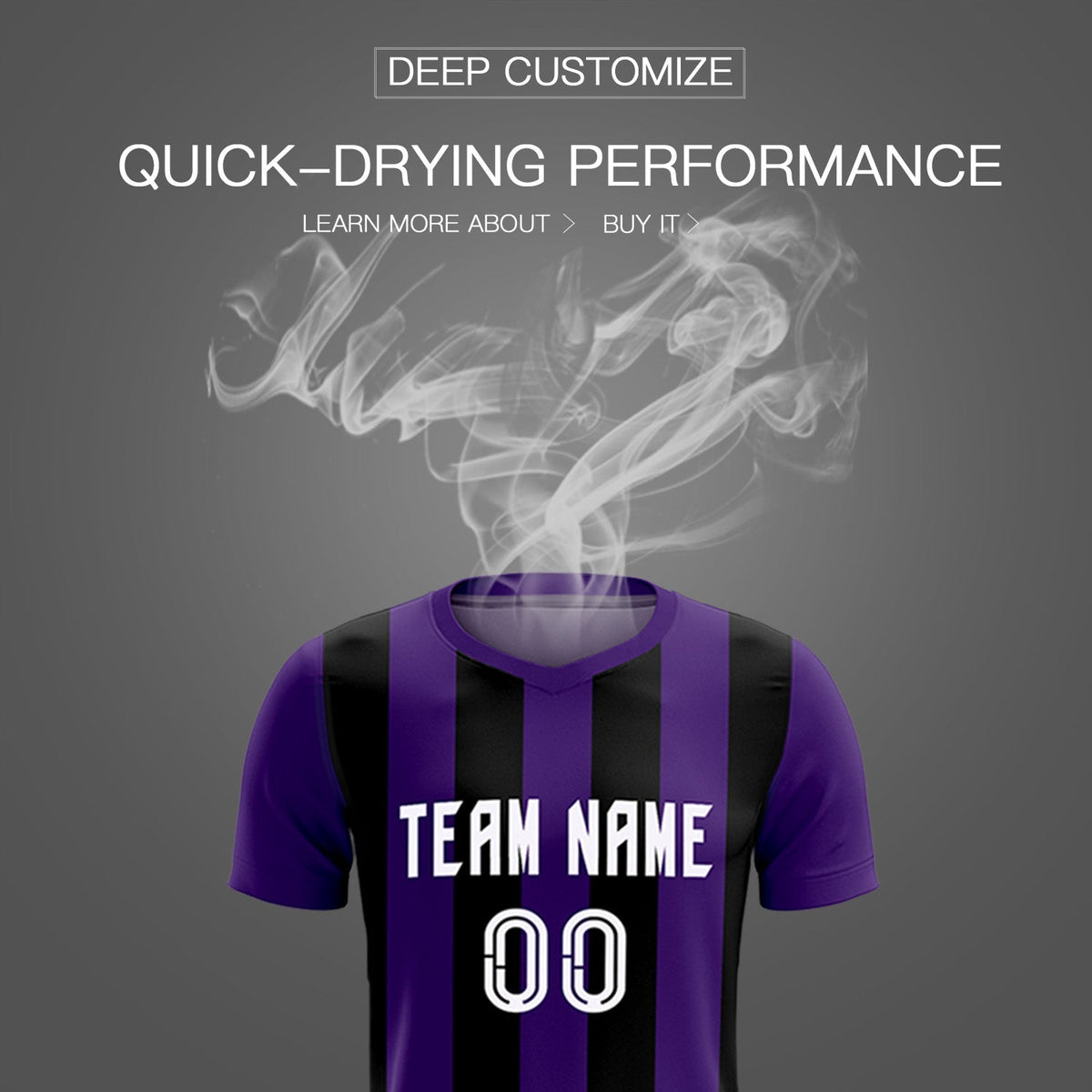Custom Purple Black Vertical Stripes Casual Outdoor Football Kits Jersey