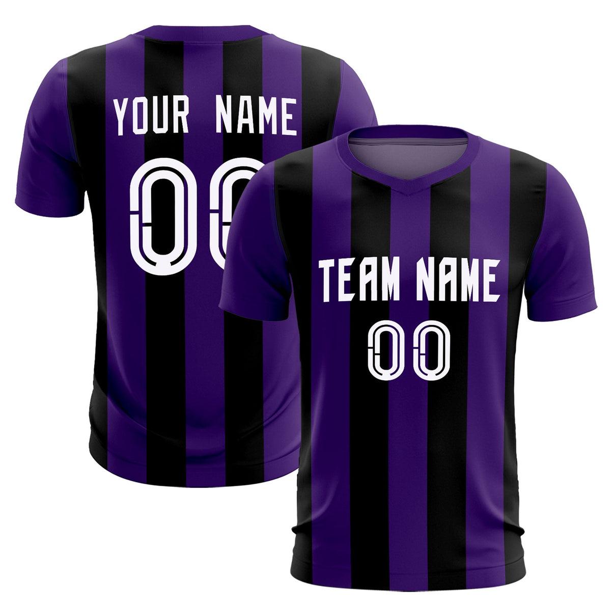 Custom Purple Black Vertical Stripes Casual Outdoor Football Kits Jersey