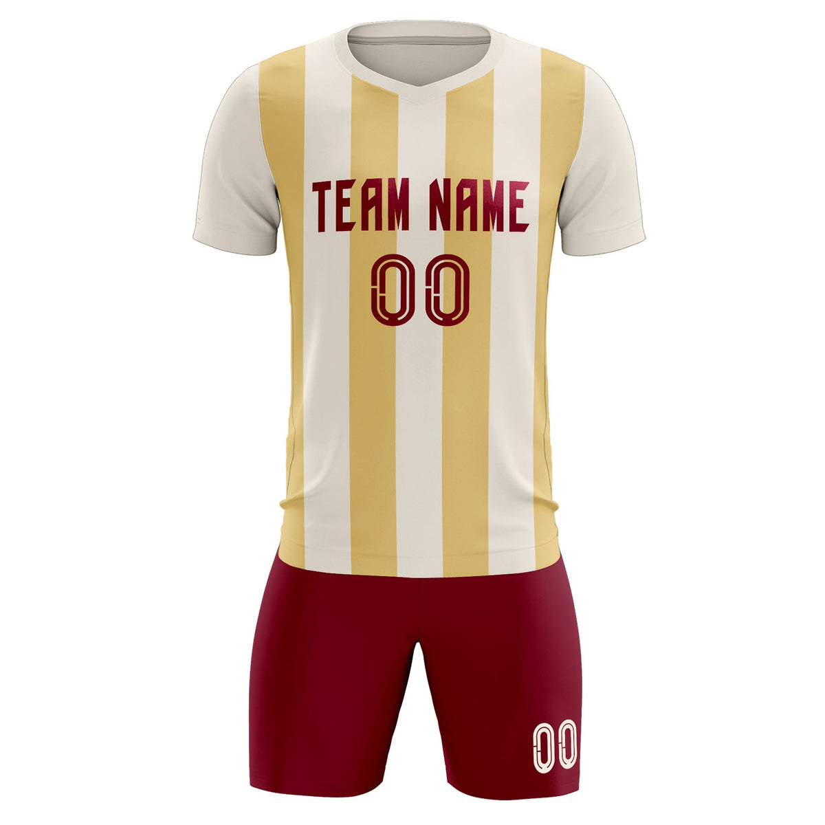 Custom Cream Khaki Vertical Stripes Casual Outdoor Soccer Sets Jersey