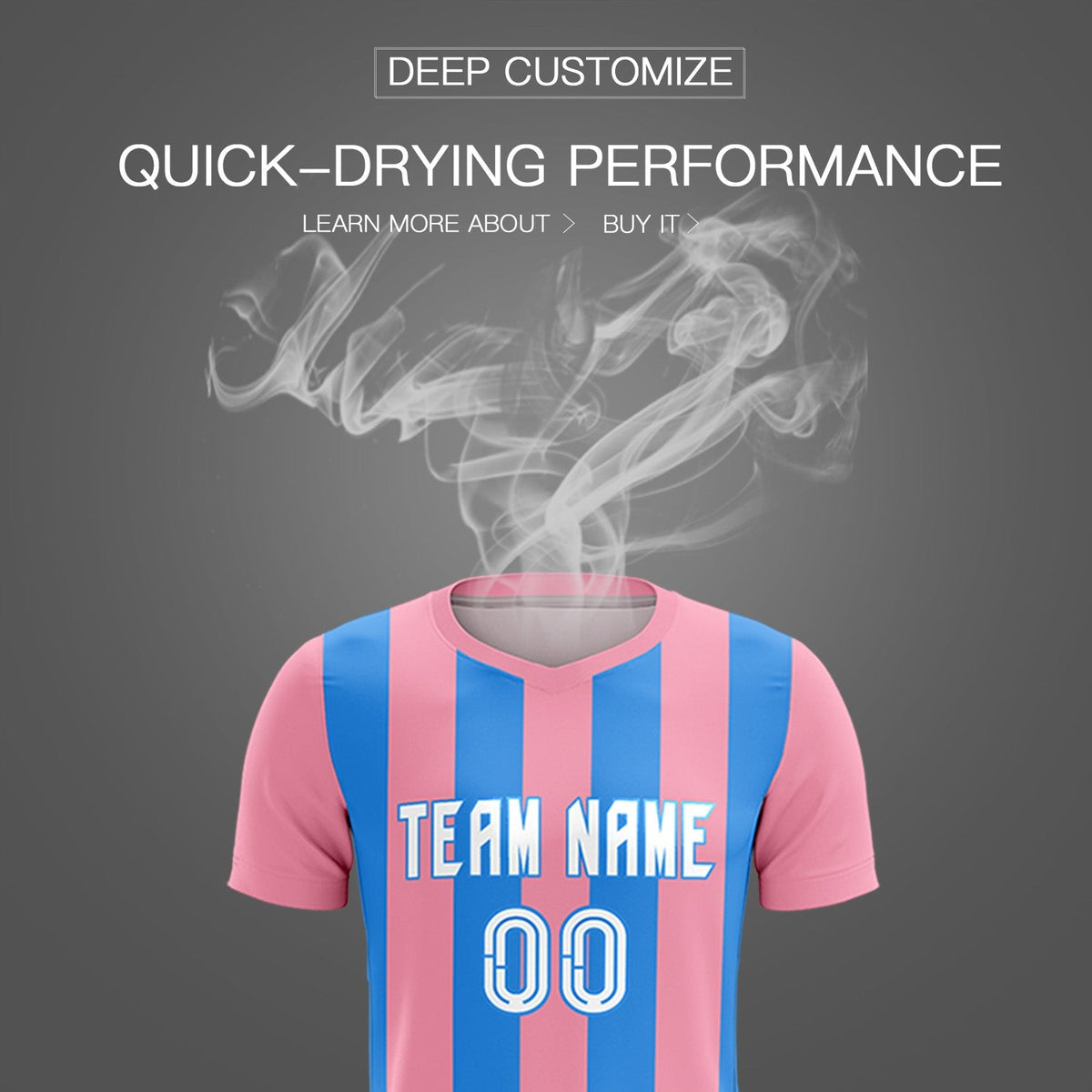 Custom Light Pink Powder Blue Vertical Stripes Casual Outdoor Football Kits Jersey