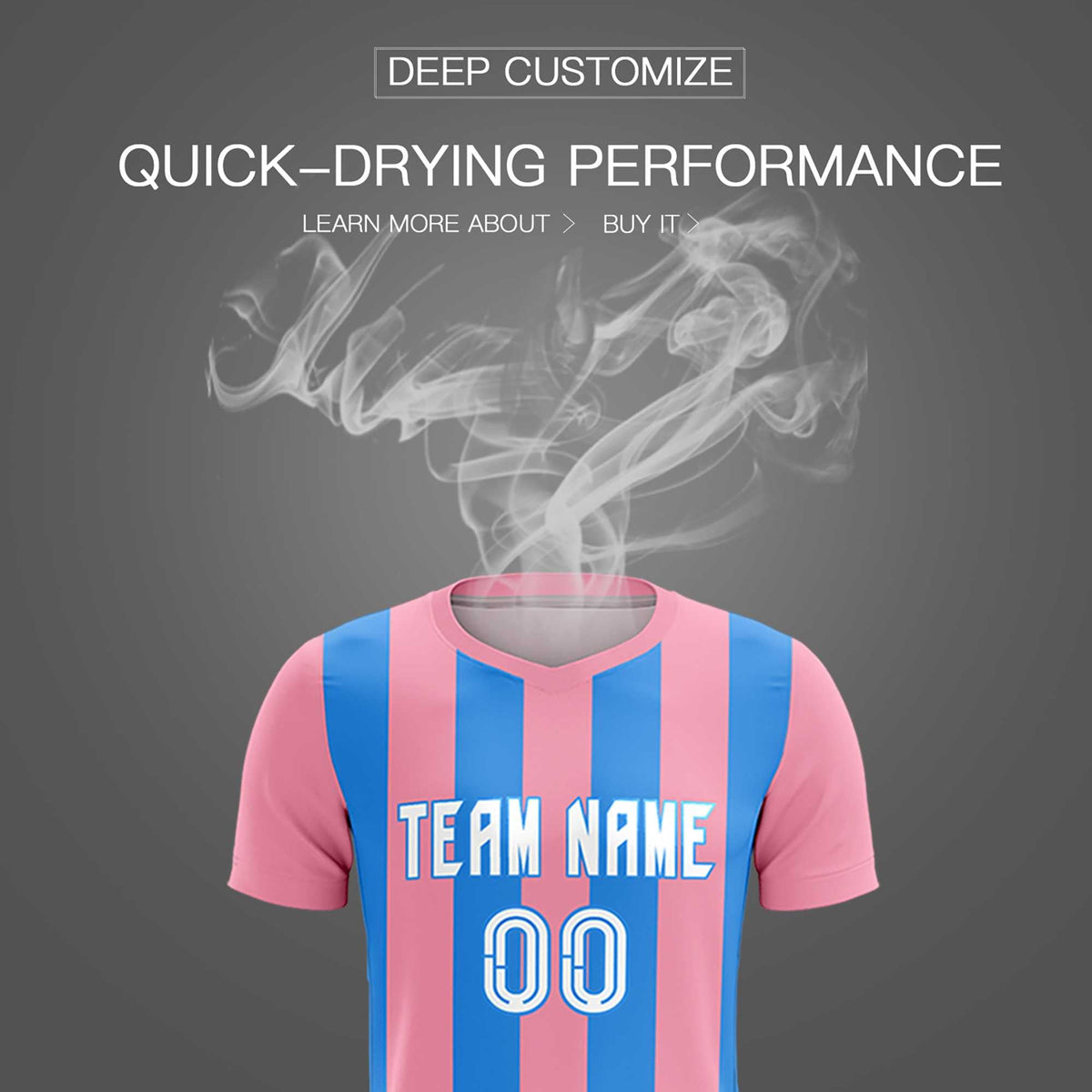 Custom Light Pink Powder Blue Vertical Stripes Casual Outdoor Football Kits Jersey