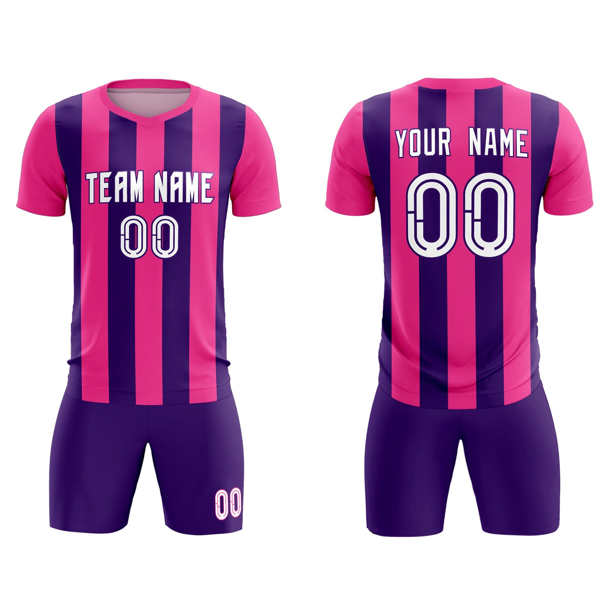 Custom Pink Purple Vertical Stripes Casual Outdoor Football Kits Jersey