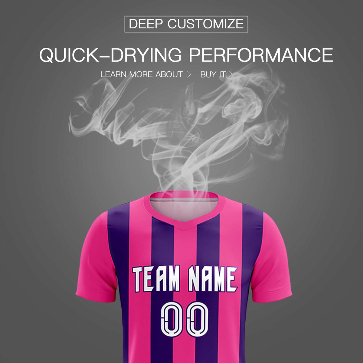 Custom Pink Purple Vertical Stripes Casual Outdoor Football Kits Jersey