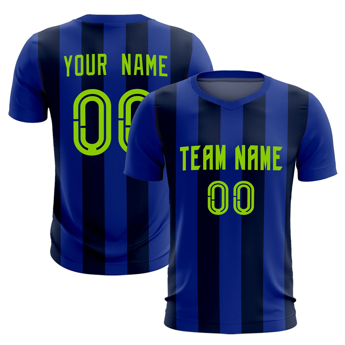 Custom Royal Navy Vertical Stripes Casual Outdoor Football Kits Jersey