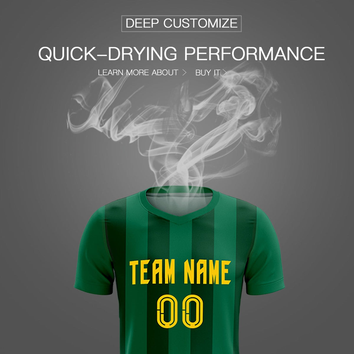 Custom Kelly Green Green Vertical Stripes Casual Outdoor Football Kits Jersey