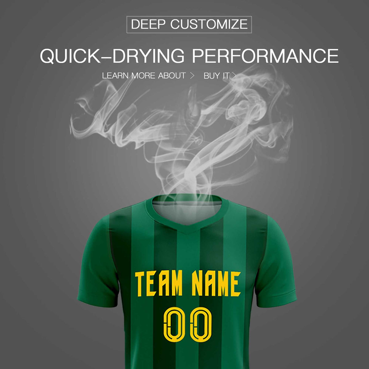 Custom Kelly Green Green Vertical Stripes Casual Outdoor Football Kits Jersey