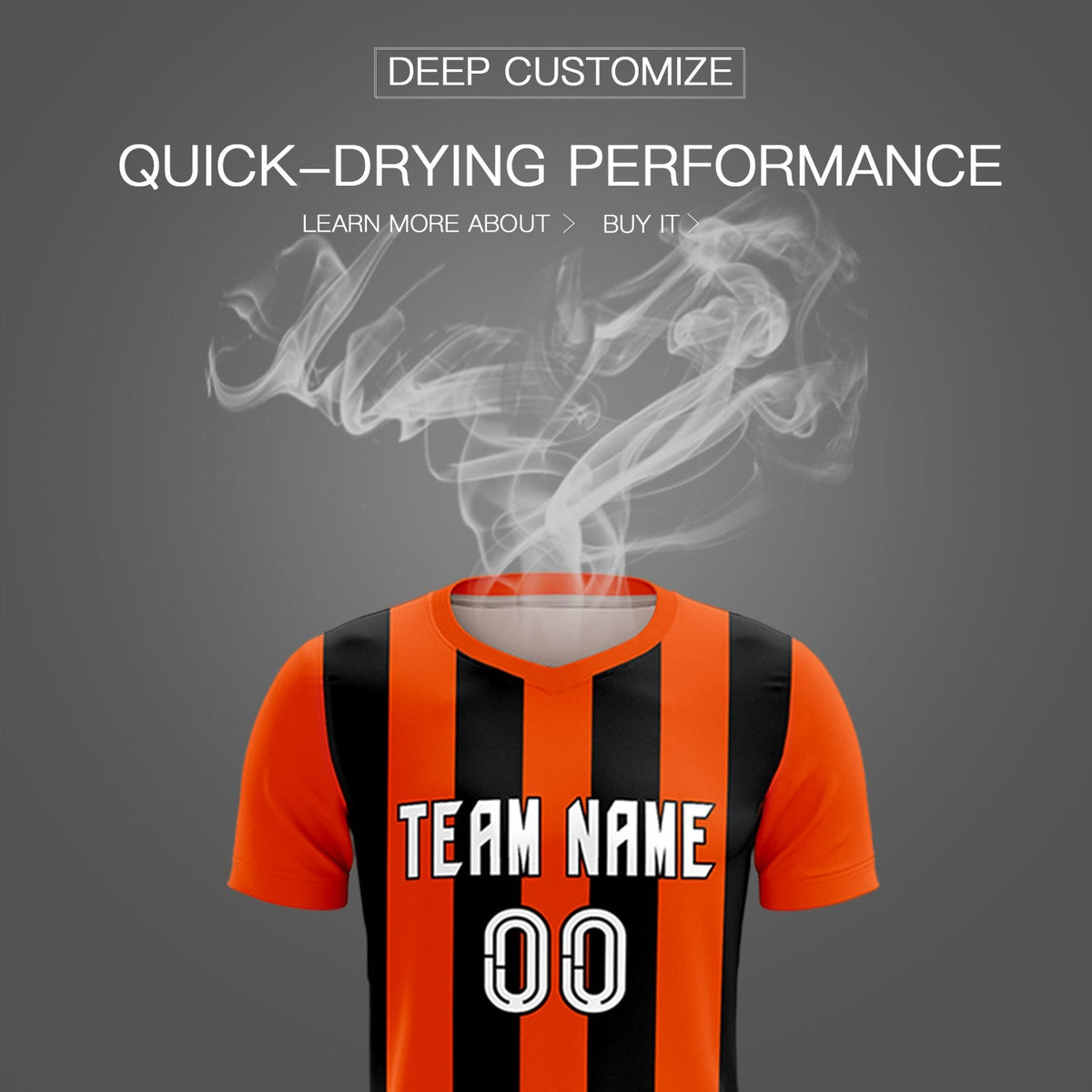 Custom Orange Black Vertical Stripes Casual Outdoor Football Kits Jersey