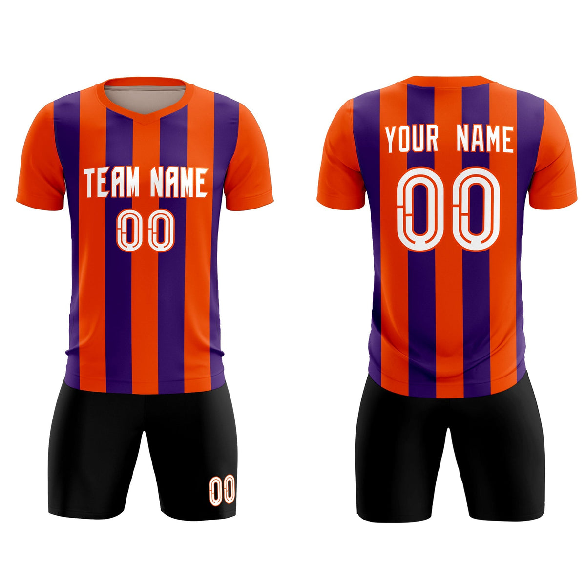 Custom Orange Purple Vertical Stripes Casual Outdoor Football Kits Jersey