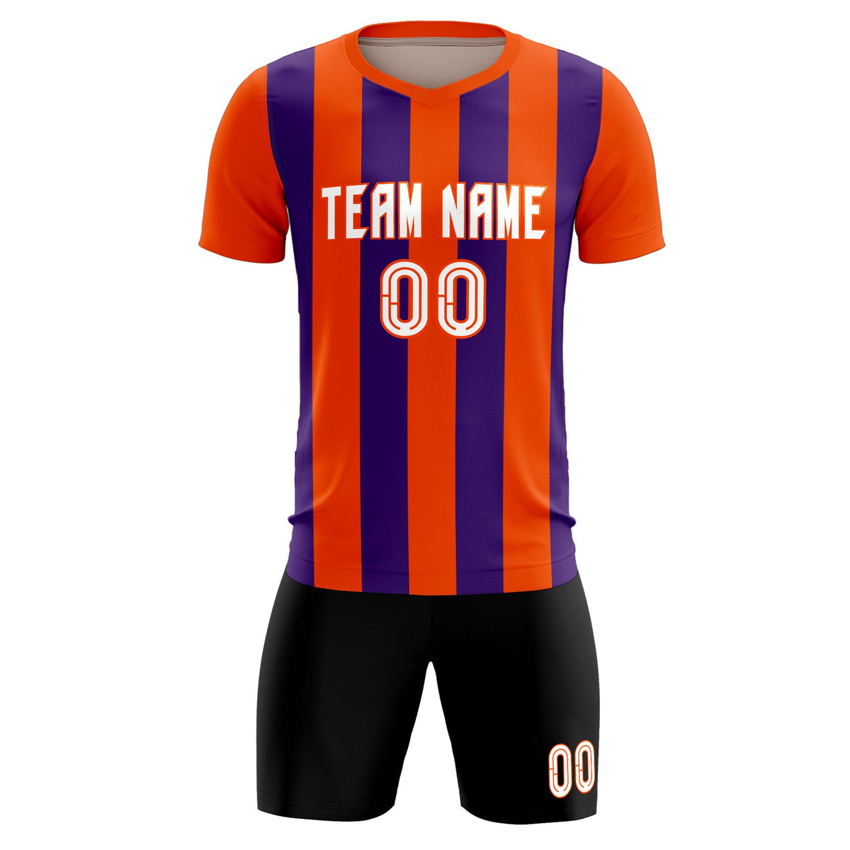 Custom Orange Purple Vertical Stripes Casual Outdoor Football Kits Jersey