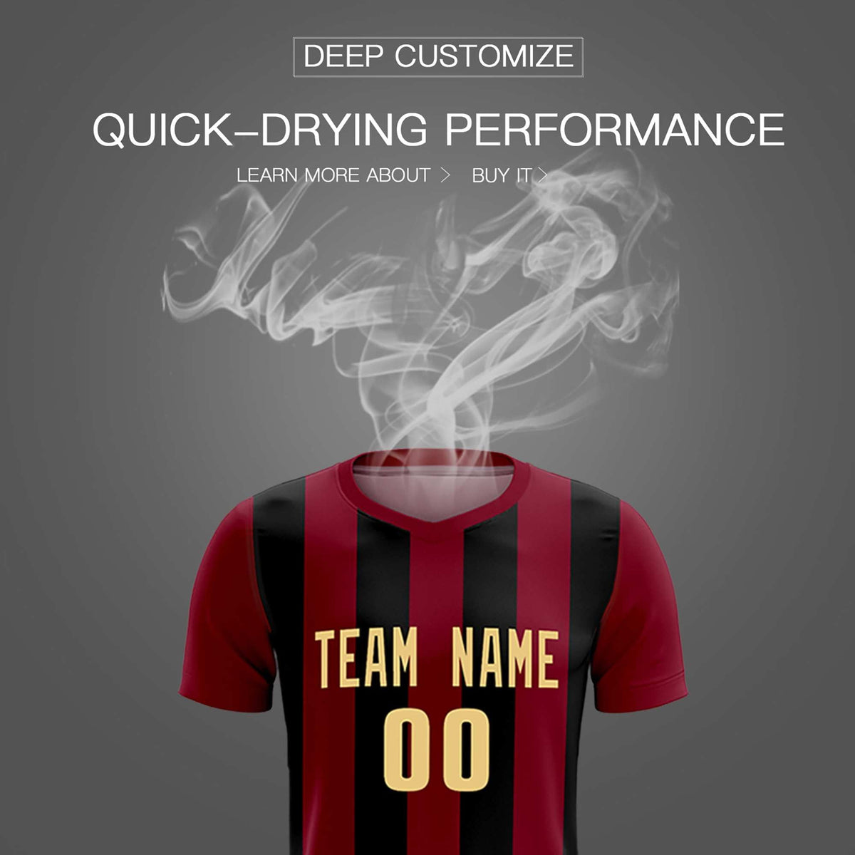 Custom Crimson Black Vertical Stripes Casual Outdoor Football Kits Jersey