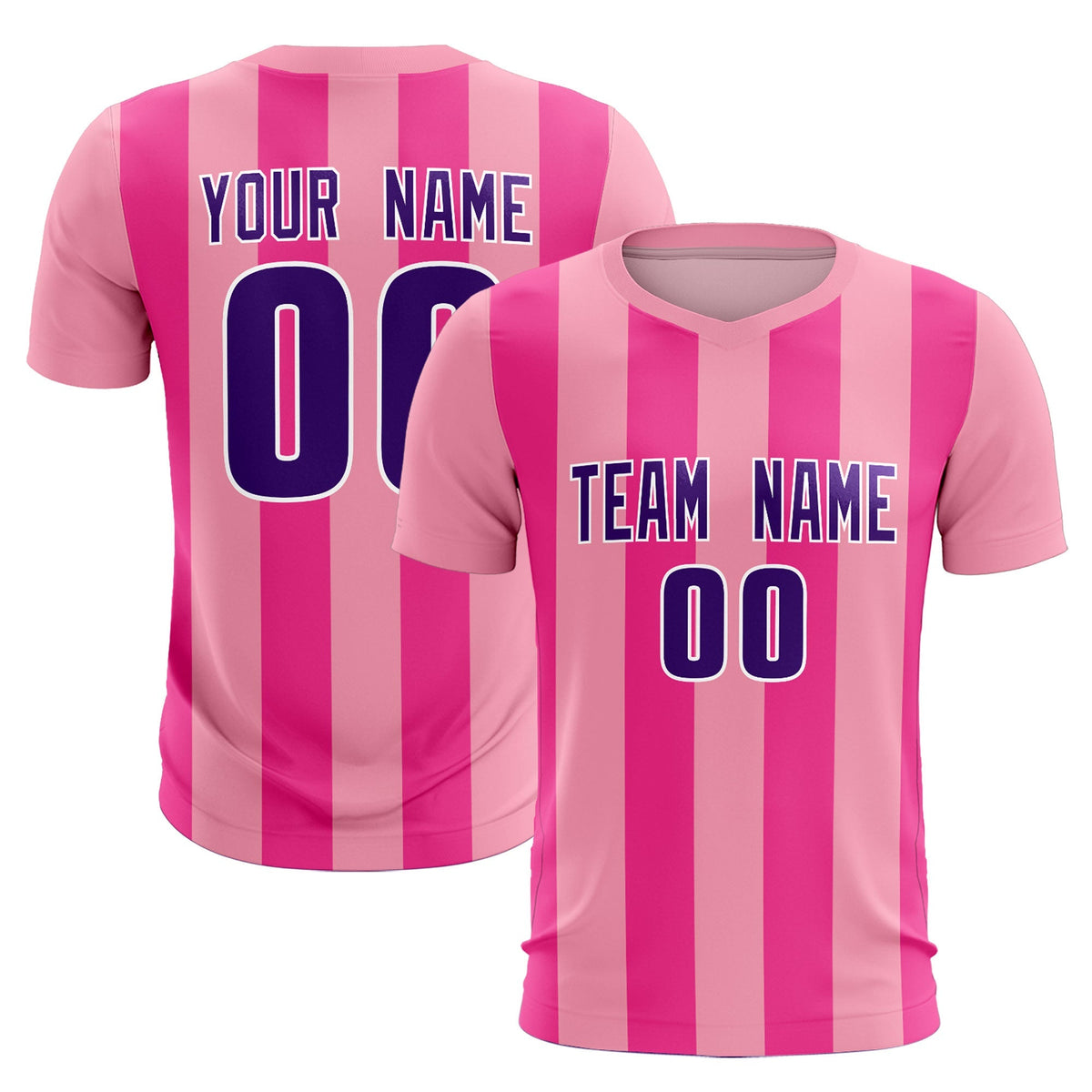 Custom Light Pink Pink Vertical Stripes Casual Outdoor Soccer Sets Jersey