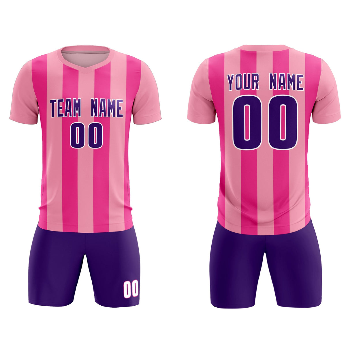 Custom Light Pink Pink Vertical Stripes Casual Outdoor Football Kits Jersey