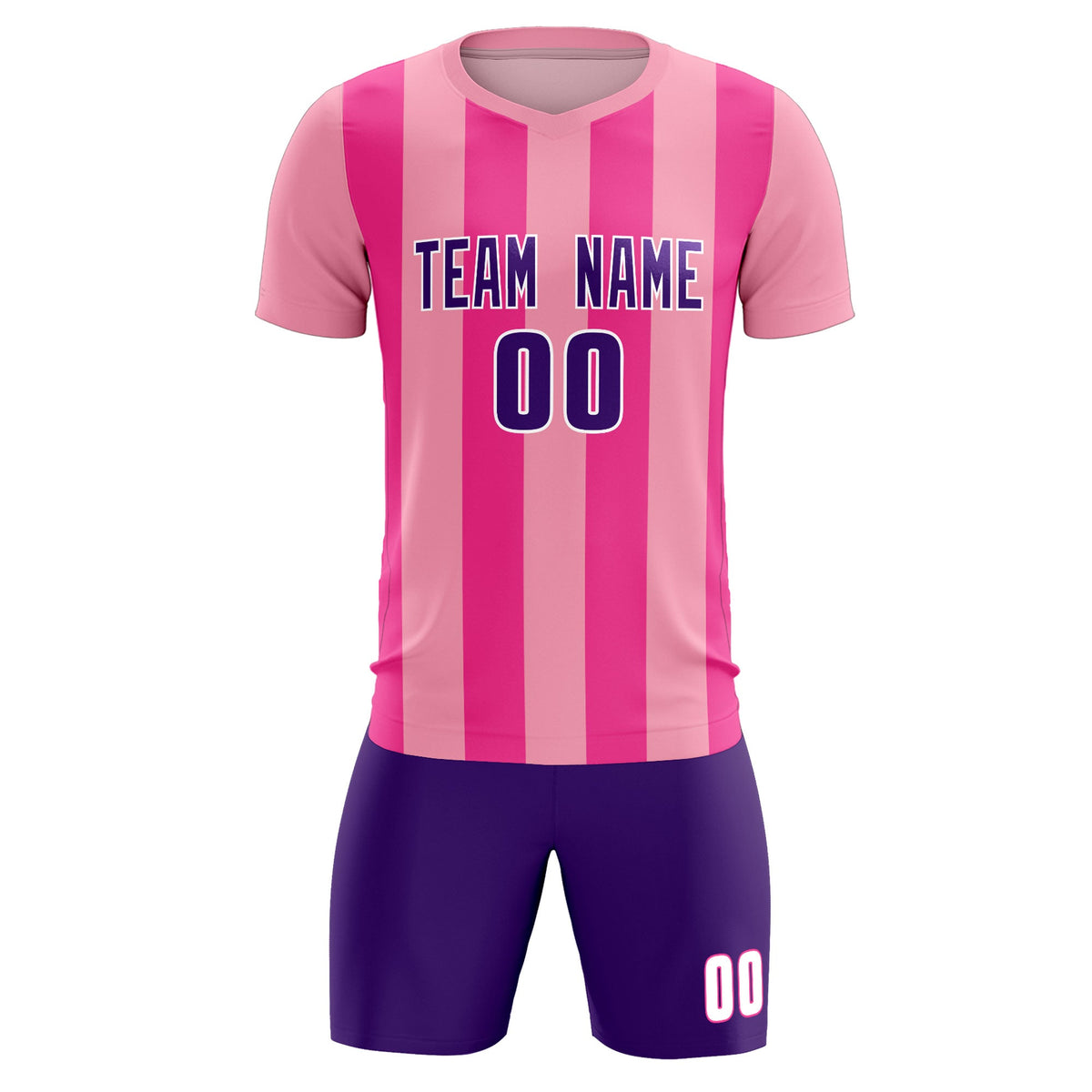 Custom Light Pink Pink Vertical Stripes Casual Outdoor Football Kits Jersey