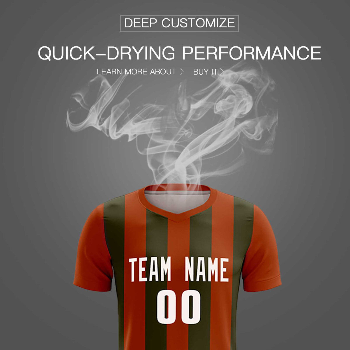 Custom Texas Orange Olive Vertical Stripes Casual Outdoor Soccer Sets Jersey