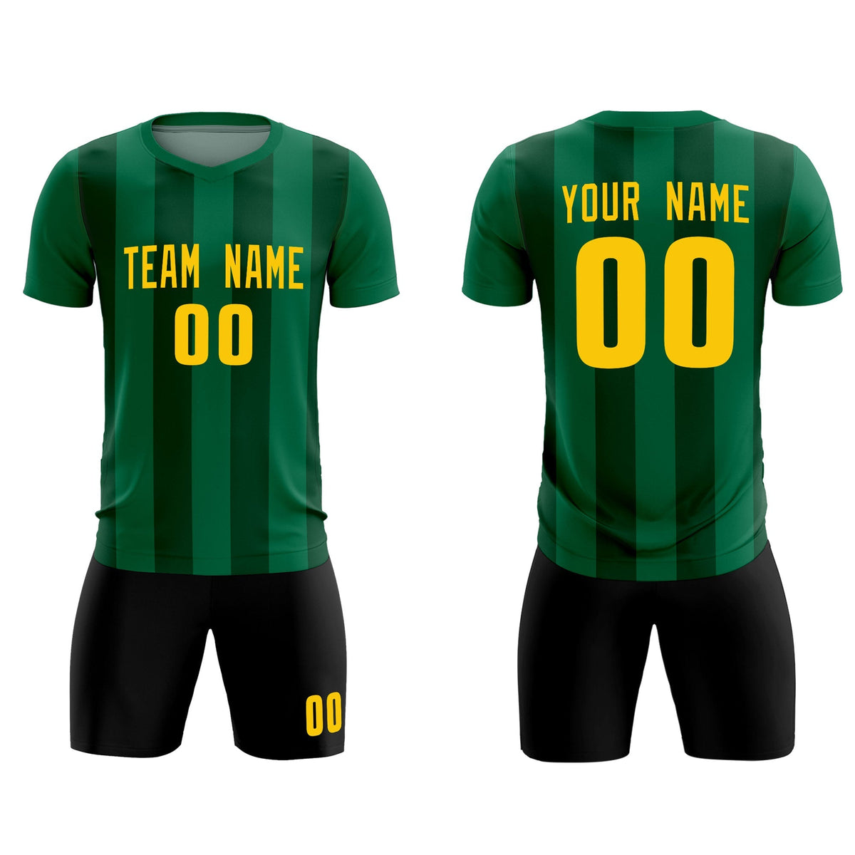 Custom Kelly Green Green Vertical Stripes Casual Outdoor Football Kits Jersey