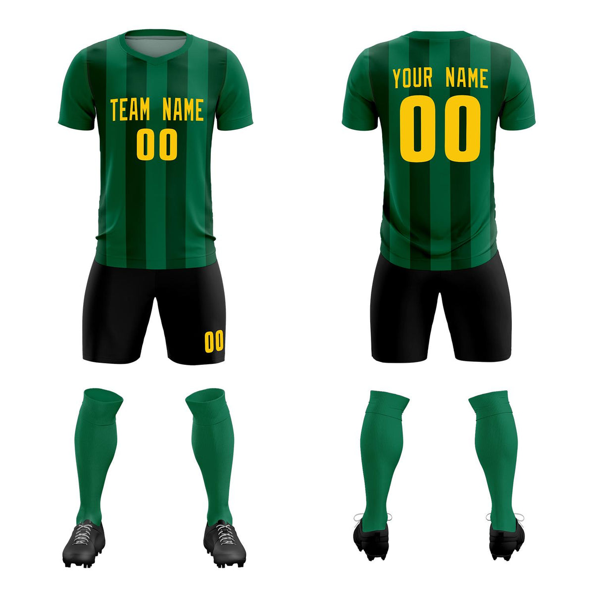 Custom Kelly Green Green Vertical Stripes Casual Outdoor Football Kits Jersey